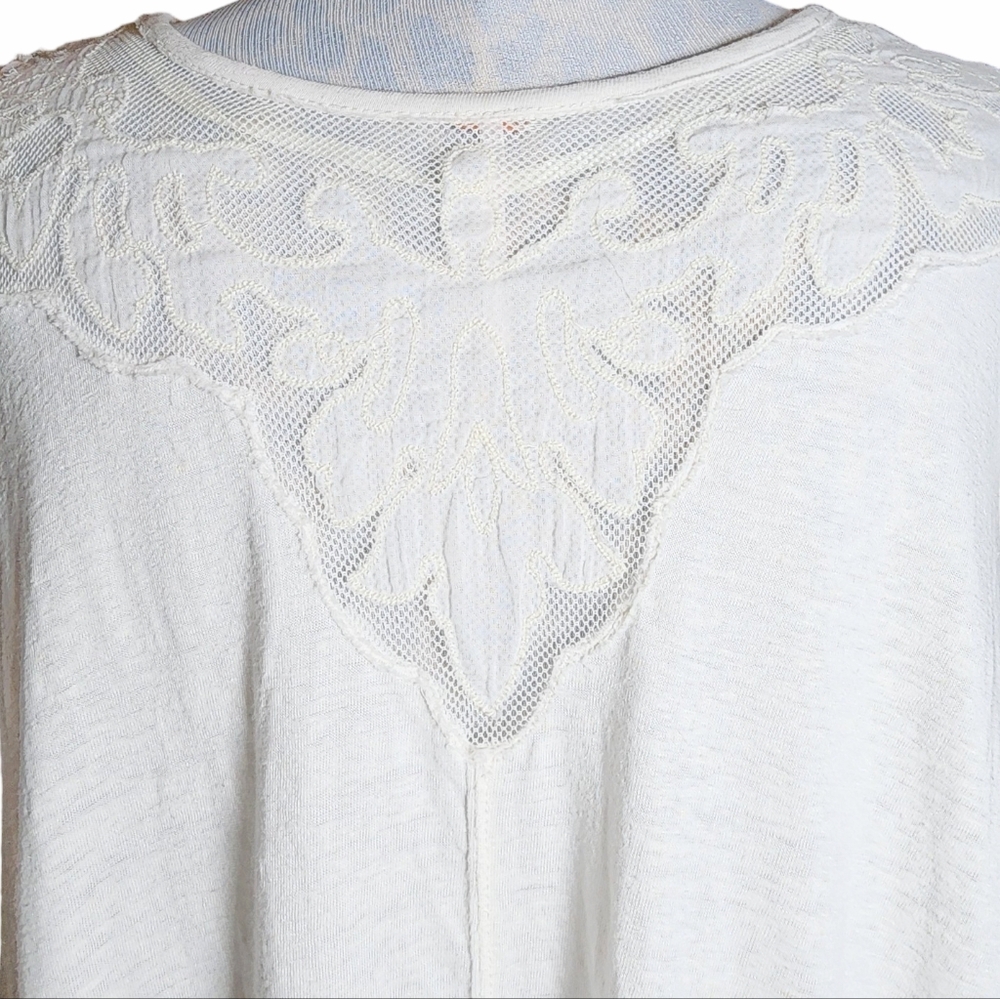 Free People Meant To Be Ivory‎ Embroidered Mesh Sleeveless Swing Top Size M - Picture 7 of 10